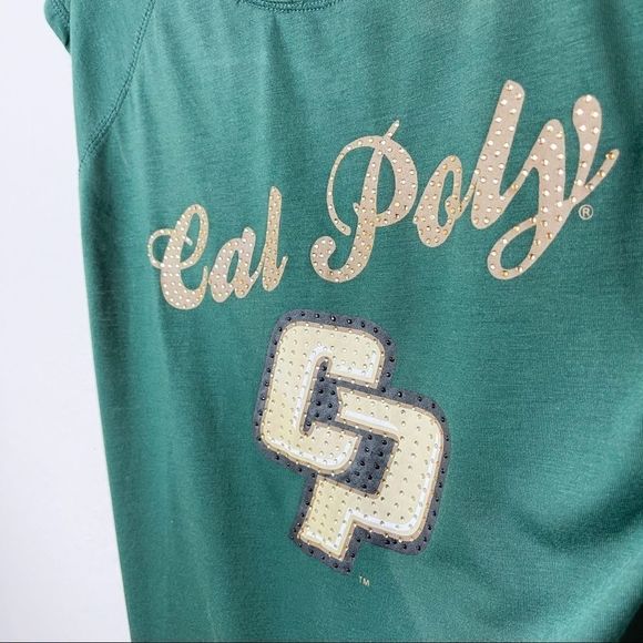 NWT CAL POLY COLOSSEUM Green Bedazzled Tee with Criss Cross Back Size M - Picture 8 of 10